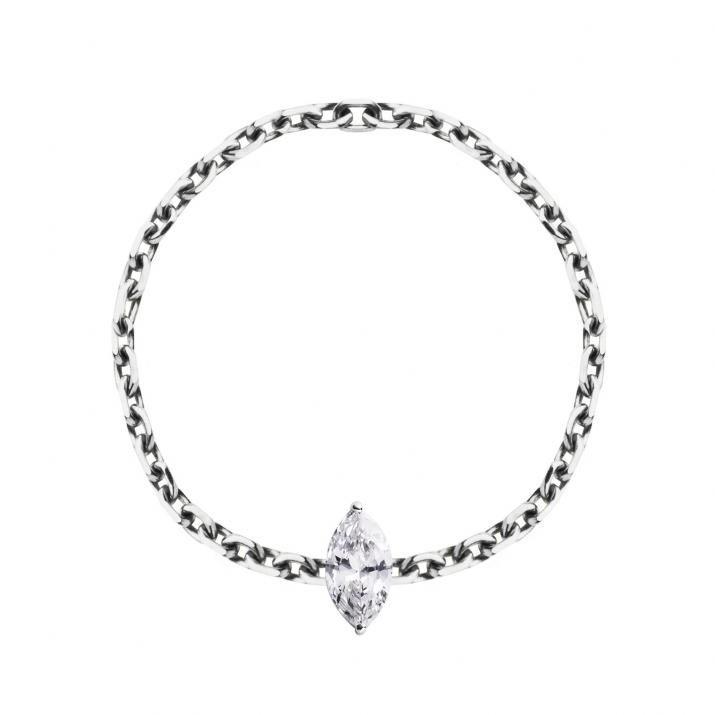 Ring with 0.10ct Marquise Diamond in White Gold Prong Setting - Redline - 0++