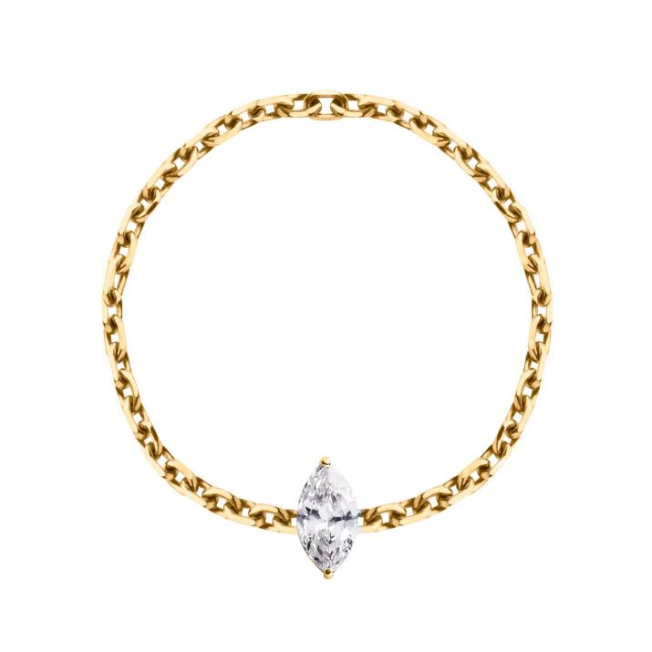 Ring with 0.10ct Marquise Diamond in Yellow Gold Prong Setting - Redline - 0++