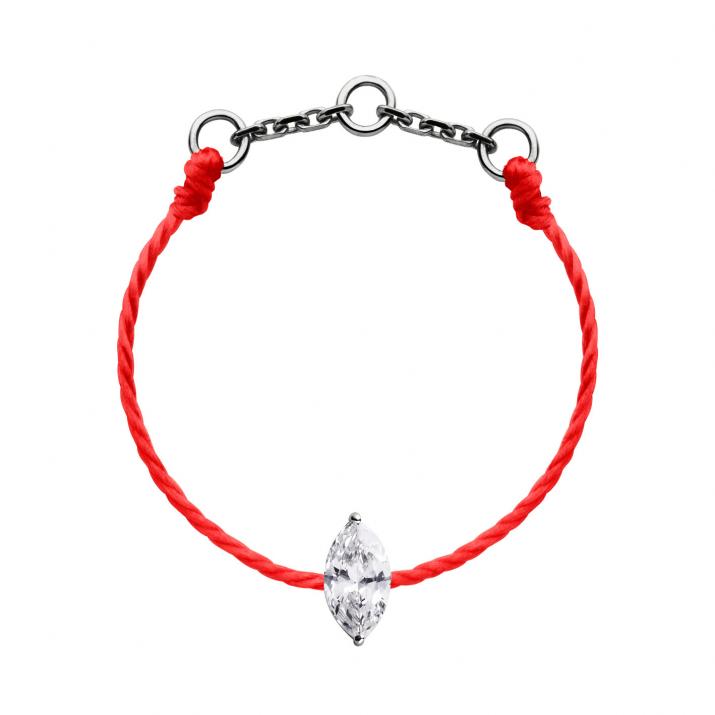 String Ring with 0.10ct Marquise Diamond in Black Gold Prong Setting - Redline - 0++