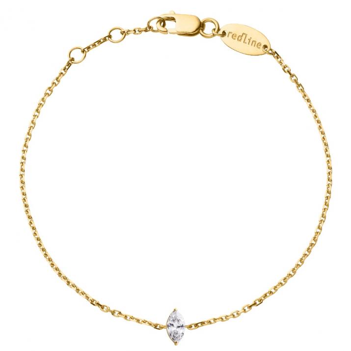 Chain Bracelet For Women with 0.10ct Marquise Diamond in Yellow Gold Prong Setting - Redline - 0++