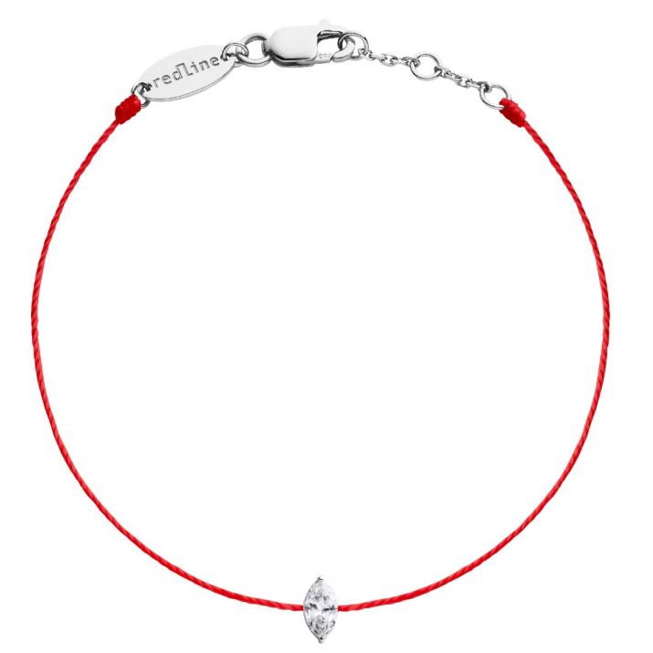 String Bracelet For Women with 0.10ct Marquise Diamond in White Gold Prong Setting - Redline - 0++