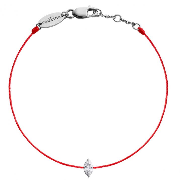 String Bracelet For Women with 0.10ct Marquise Diamond in Black Gold Prong Setting - Redline - 0++