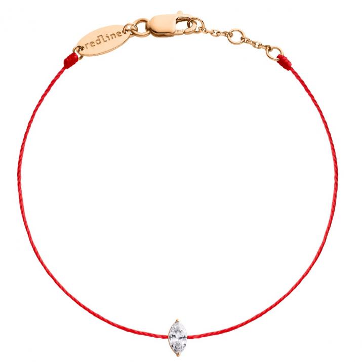 String Bracelet For Women with 0.10ct Marquise Diamond in Rose Gold Prong Setting - Redline - 0++