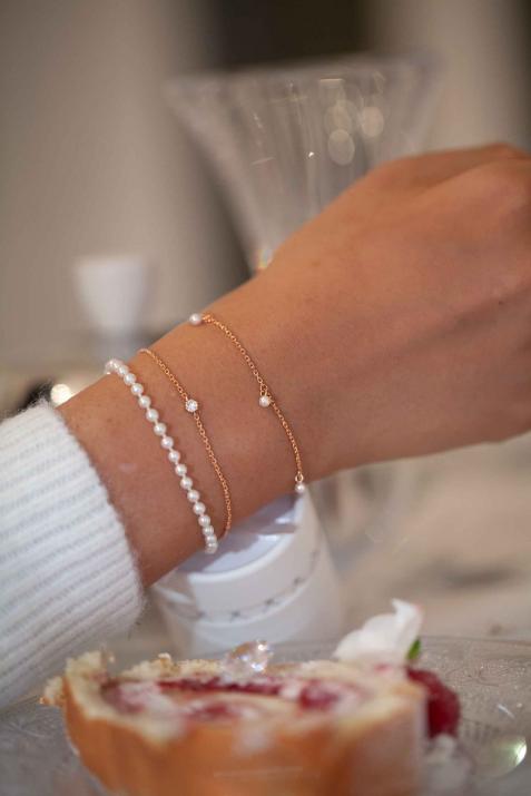 Milakoya 5 pearls bracelet on a rose gold chain  - Redline - 0++