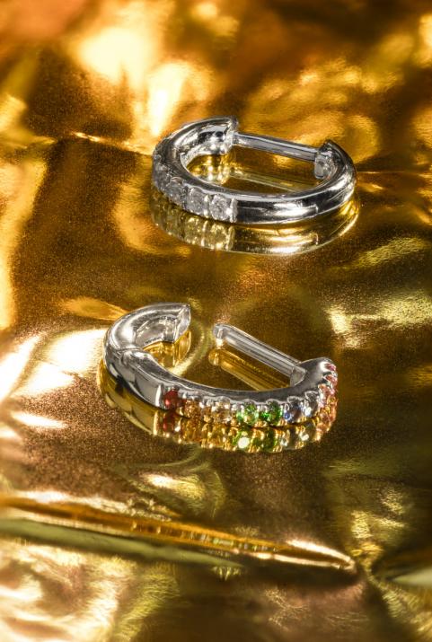 Si Joli Mini Creole Rainbow Earring White Gold - Redline - 0++