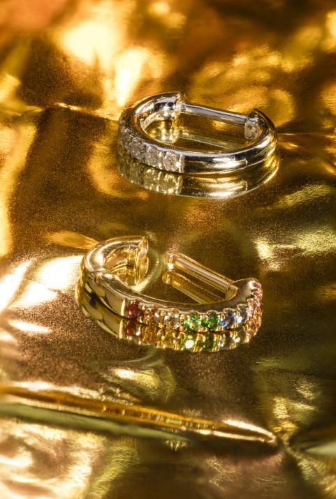 Si Joli Mini Creole Rainbow Earring Yellow Gold - Redline - 0++