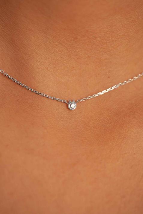 0.05ct diamond Mini Pure Cat chain necklace in white gold - Redline - 0++