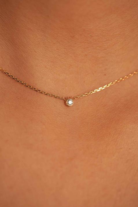0.05ct diamond Mini Pure Cat chain necklace in yellow gold - Redline - 0++