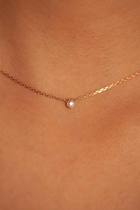 0.05ct diamond Mini Pure Cat chain necklace in rose gold - Redline - 0++