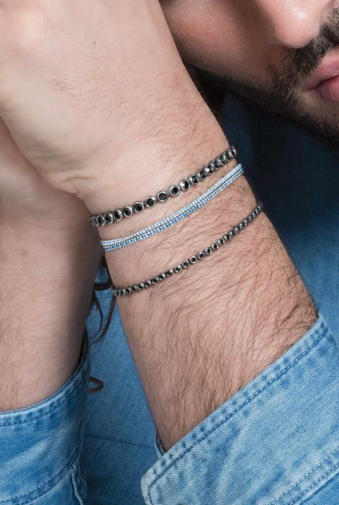 String Bracelet For Men in White Gold - Redline - 0++