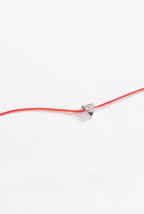 String Bracelet For Women with 0.05ct Round Diamond in Silver Bezel Setting - Redline - 0++