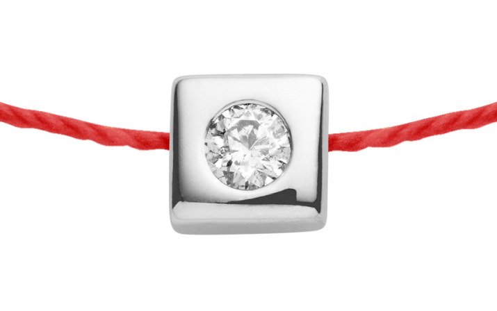 String Bracelet For Women with 0.05ct Round Diamond in Silver Bezel Setting - Redline - 0++