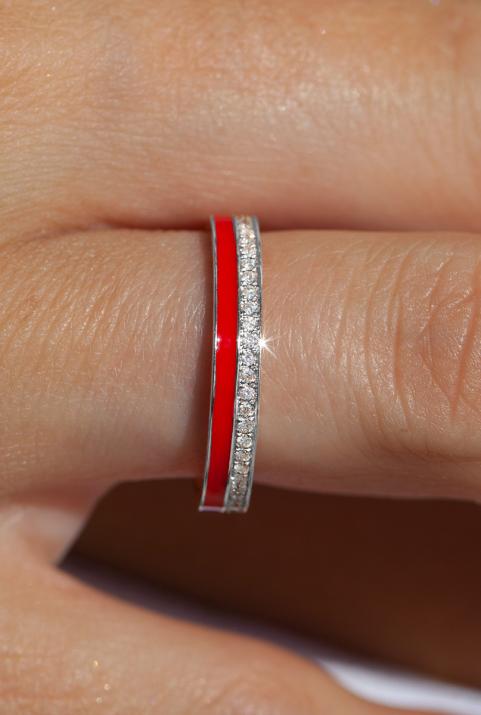 Si Joli Amour à deux Ring in White Gold - Redline - 0++