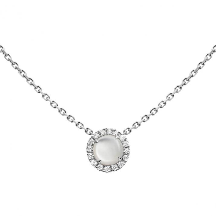 Chain Necklace For Women with 0.085ct Round Diamond in White Gold Prong Setting - Redline