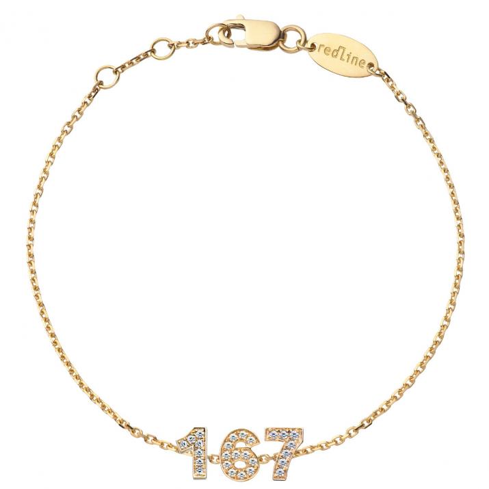 My Number pavé diamonds Chain Bracelet Yellow Gold - Redline - 0++