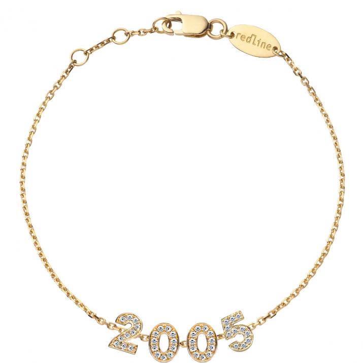 My Number pavé diamonds Chain Bracelet Yellow Gold - Redline - 0++