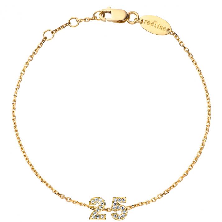 My Number pavé diamonds Chain Bracelet Yellow Gold - Redline - 0++
