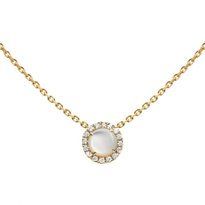 Chain Necklace For Women with 0.085ct Round Diamond in Yellow Gold Prong Setting - Redline