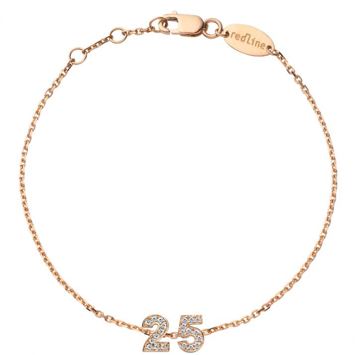 My Number pavé diamonds Chain Bracelet White Gold - Redline - 0++