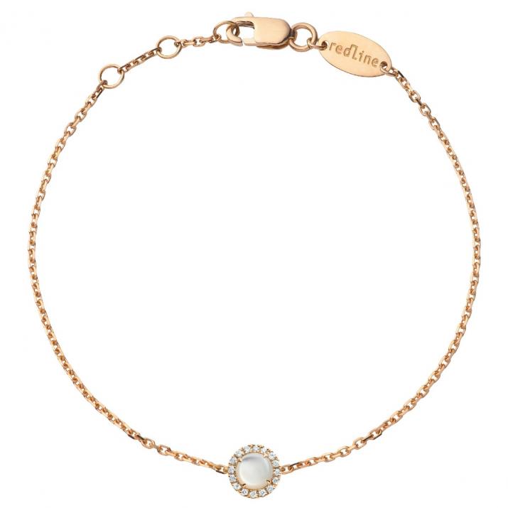 Chain Bracelet For Women with 0.085ct Round Diamond in Rose Gold Prong Setting - Redline