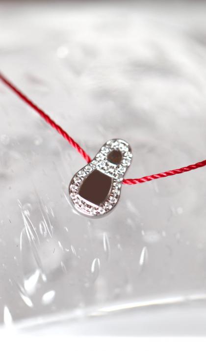 Diamond footprint white gold thread bracelet - Redline