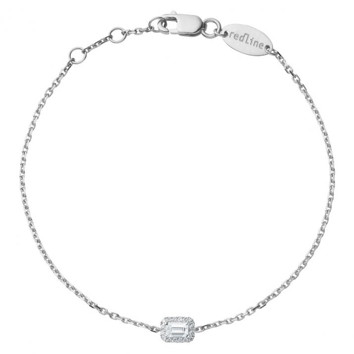 Chain Bracelet For Women with 0.33ct Princess Diamond in White Gold Prong Setting - Redline - 0++