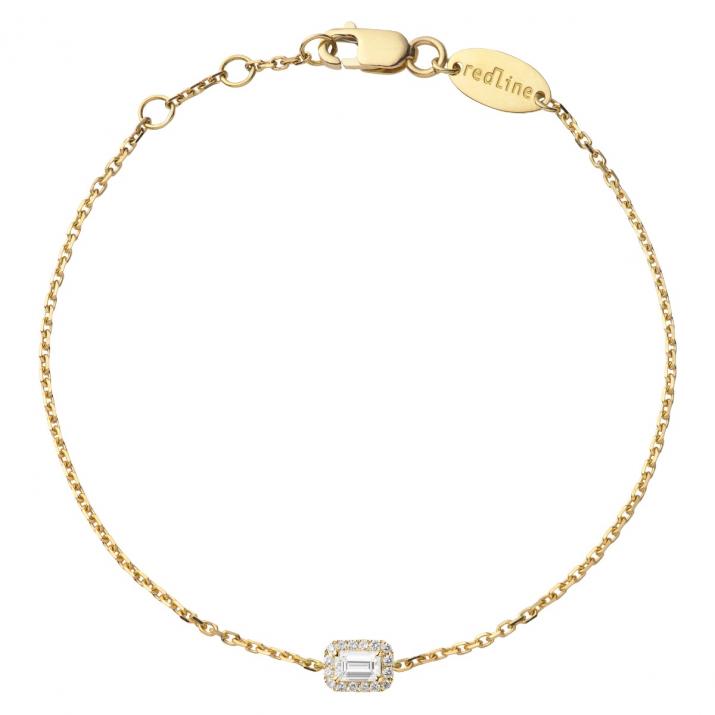 Chain Bracelet For Women with 0.33ct Princess Diamond in Yellow Gold Prong Setting - Redline - 0++