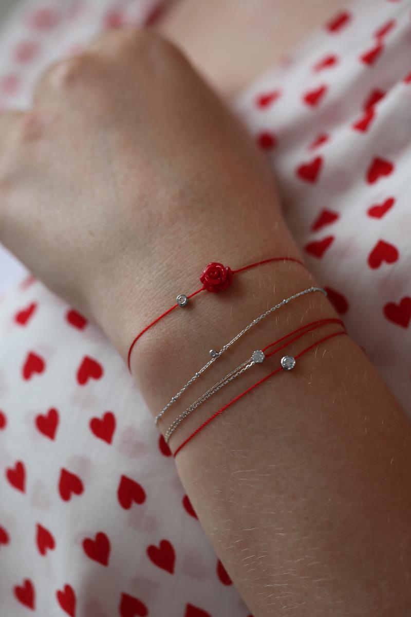 Pure String Diamond Red String White Gold Bracelet