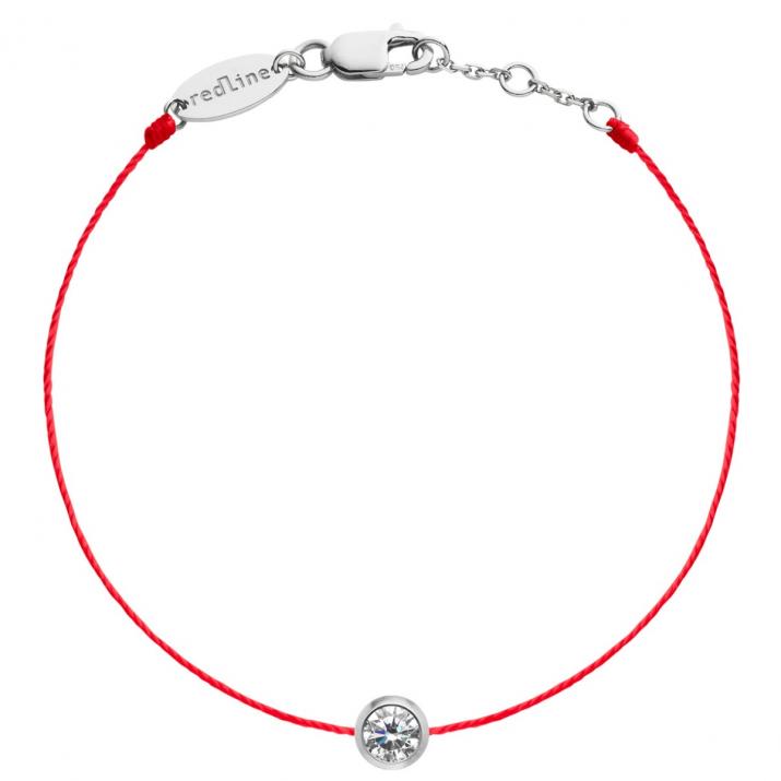 String Bracelet with 0.30ct Round Diamond in White Gold Bezel Setting - Redline - 0++