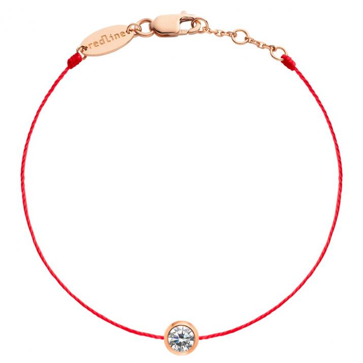 String Bracelet with 0.30ct Round Diamond in Rose Gold Bezel Setting - Redline - 0++