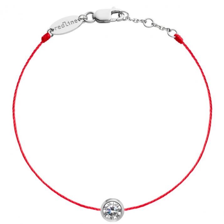 String Bracelet with 0.40ct Round Diamond in White Gold Bezel Setting - Redline - 0++
