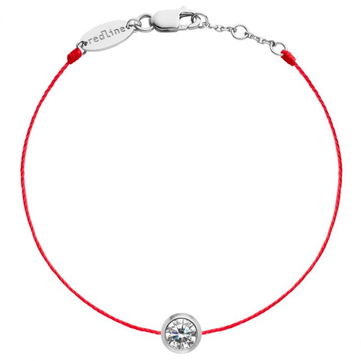 String Bracelet with 0.50ct Round Diamond in White Gold Bezel Setting - Redline - 0++