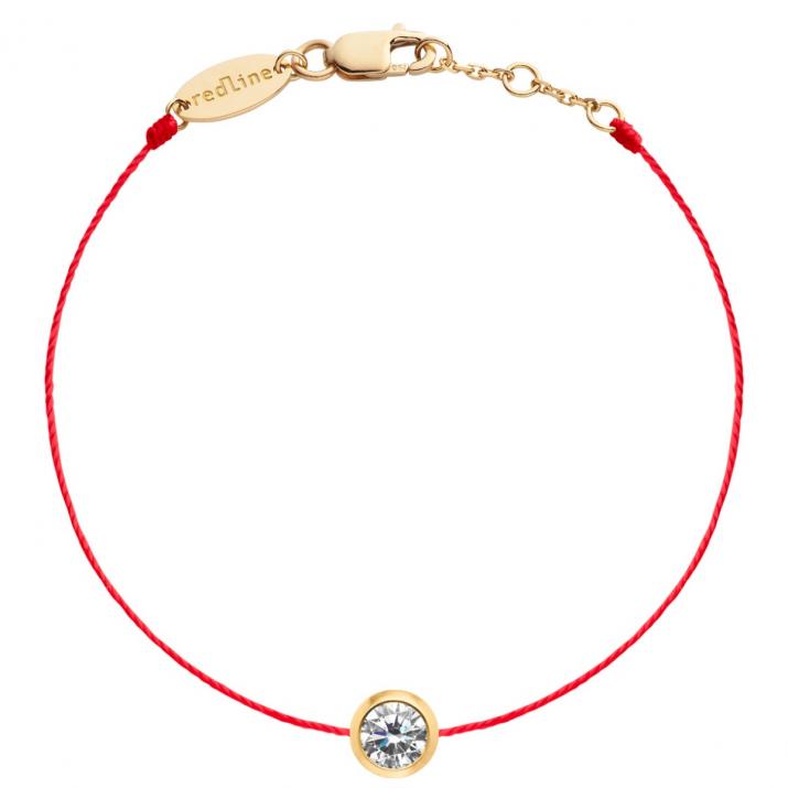 String Bracelet with 0.50ct Round Diamond in Yellow Gold Bezel Setting - Redline - 0++