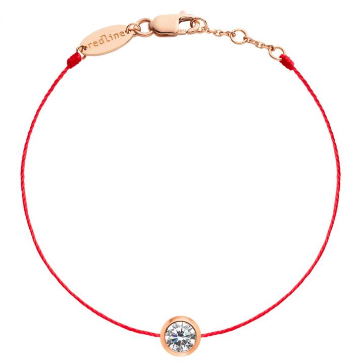 String Bracelet with 0.50ct Round Diamond in Rose Gold Bezel Setting - Redline - 0++