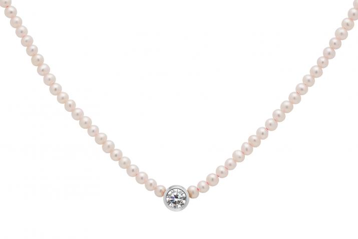 Women necklace Diamond & Pearl Pure (S) White gold - Redline - 0++