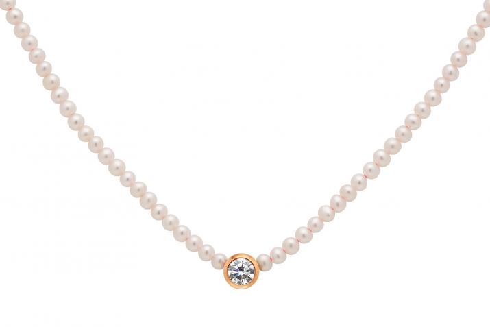 Women necklace Diamond & Pearl Pure (S) Pink gold - Redline - 0++