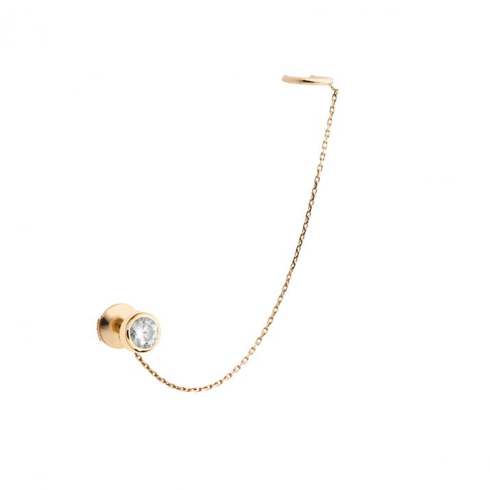 Earrings with 0.10ct Diamond in White Gold Bezel Setting - Redline - 0++