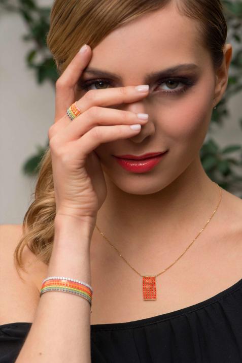 Aurore Boréale carre Chain Necklace Rose Gold - Redline - 0++