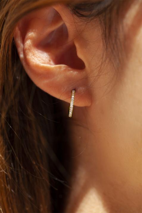 Earrings with 0.14ct Round Diamond in Yellow Gold Pavé Setting - Redline - 0++