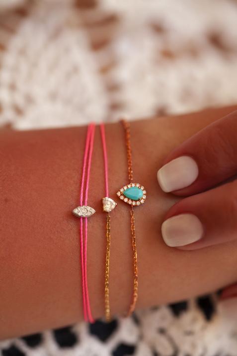 Chain Bracelet For Women with 0.07ct Pear Diamond in Rose Gold Prong Setting - Redline - 0++