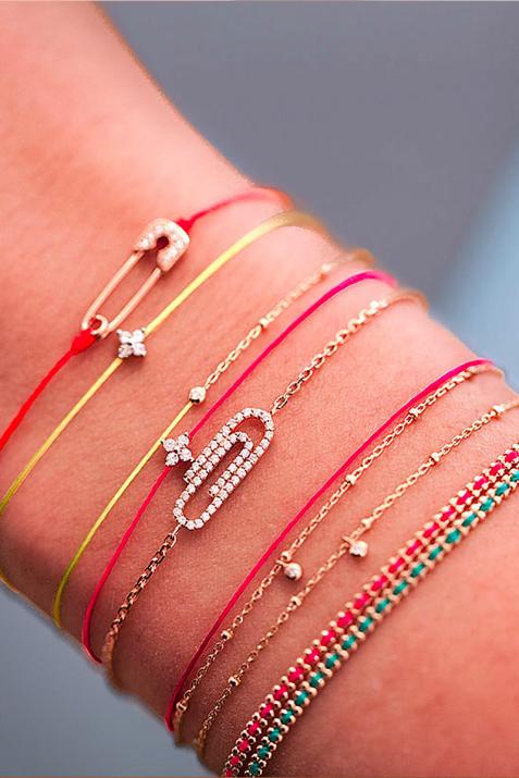 Chain Bracelet For Women with 0.12ct Round Diamond in Yellow Gold Pavé Setting - Redline - 0++