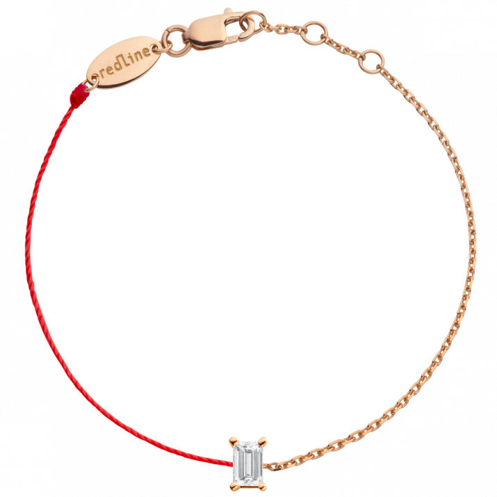 String-Chain Bracelet For Women with 0.10ct Princess Diamond in Rose Gold Prong Setting - Redline - 0++