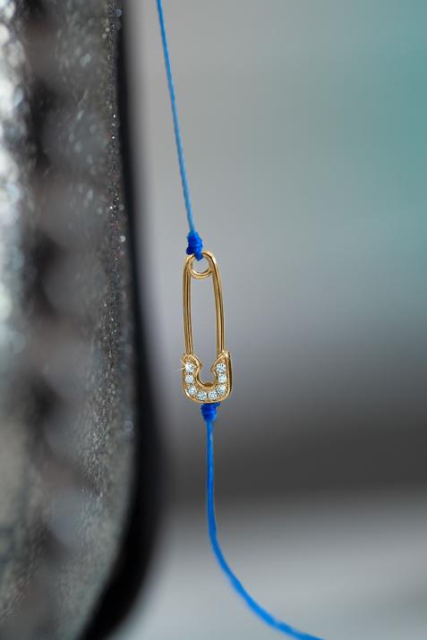 String Bracelet For Women with 0.029ct Round Diamond in Yellow Gold Pavé Setting - Redline - 0++