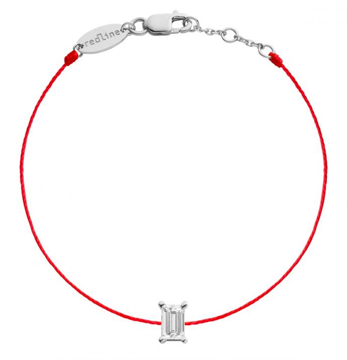 String Bracelet For Women with 0.20ct Princess Diamond in White Gold Prong Setting - Redline - 0++
