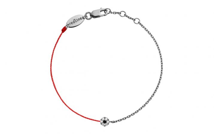 String-Chain Bracelet For Women with 0.06ct Round Diamond in Black Gold Cluster Setting - Redline