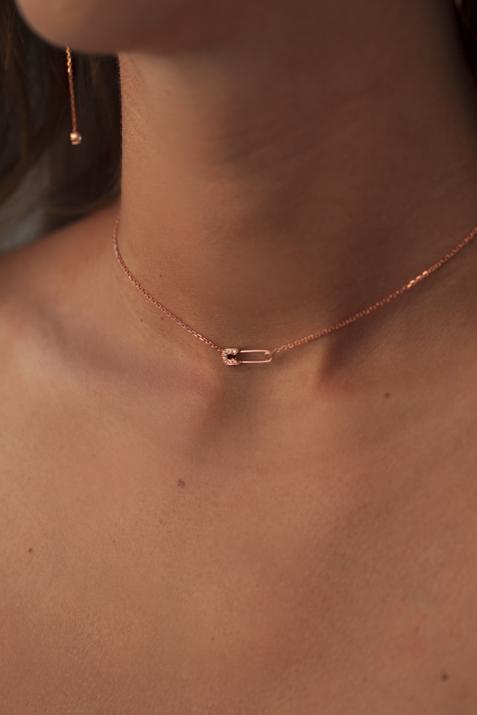 Ange chain necklace with diamonds and rose gold - Redline - 0++