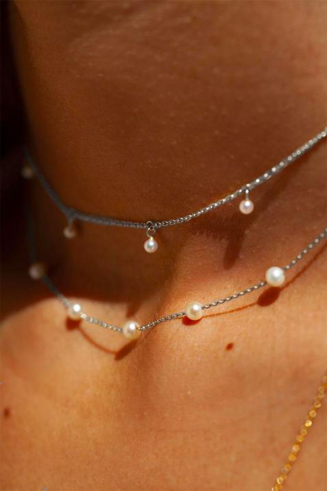 Milakoya necklace on white gold and pearls - Redline - 0++