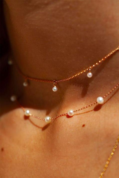 Milakoya necklace on rose gold and pearls - Redline - 0++