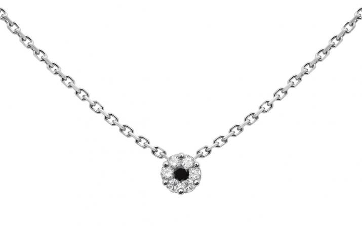 Chain Necklace For Women with 0.06ct Round Diamond in White Gold Cluster Setting - Redline