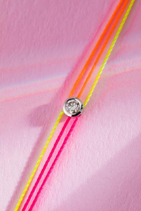 Bracelet multifil avec diamant 0.10 carat en serti clos or blanc - Redline - 0++